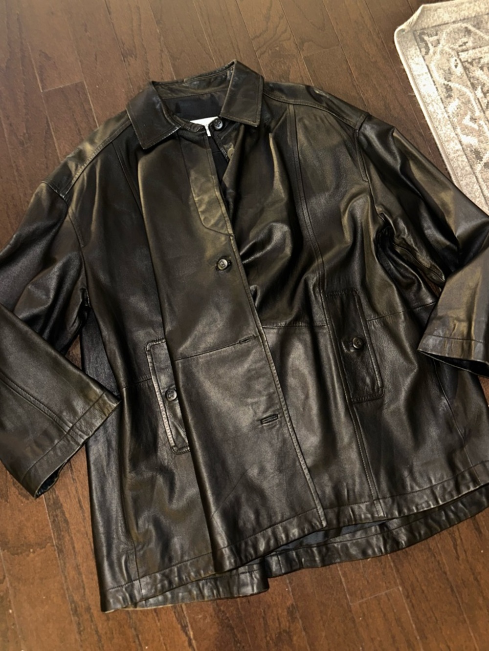Dior Black Leather Oversized Women's Jacket